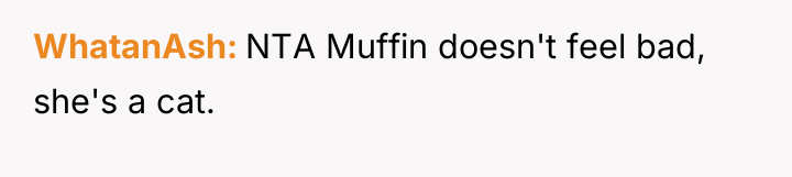 WhatanAsh NTA Muffin doesn't feel bad, she's a cat.