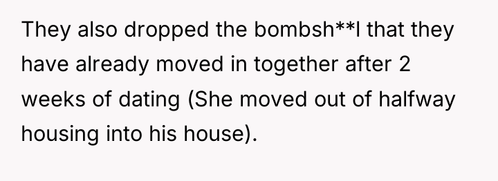 They also dropped the bombsh**l that they have already moved...