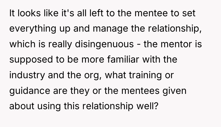It looks like it's all left to the mentee to...