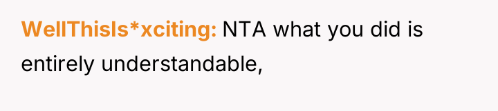 WellThisIs*xciting NTA what you did is entirely understandable,