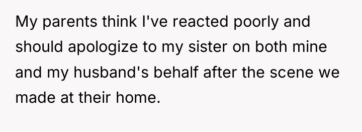 My parents think I've reacted poorly and should apologize to...