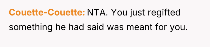 Couette-Couette NTA. You just regifted something he had said was...