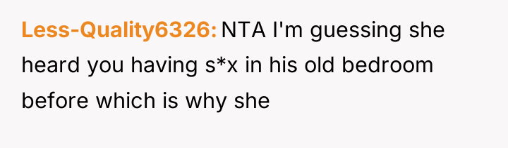 Less-Quality6326 NTA I'm guessing she heard you having s*x in...