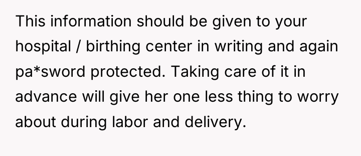 This information should be given to your hospital / birthing...