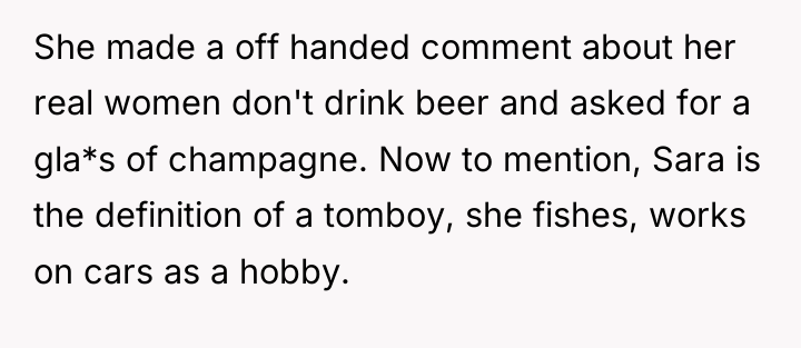 She made a off handed comment about her real women...
