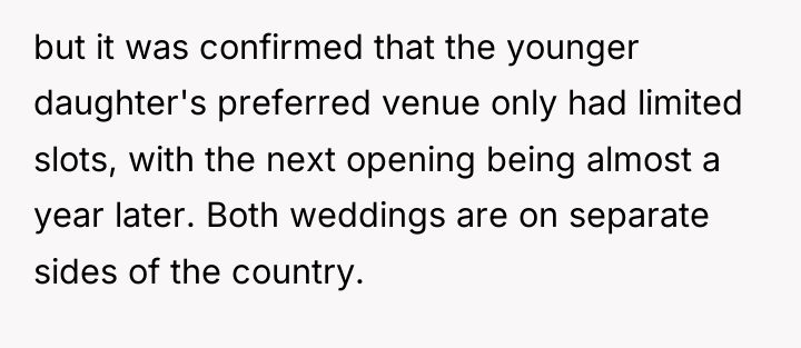 but it was confirmed that the younger daughter's preferred venue...