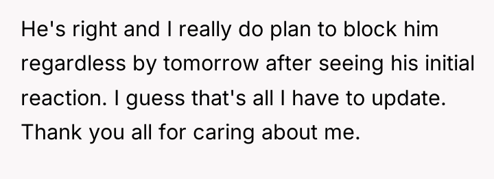 He's right and I really do plan to block him...