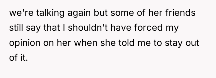 we're talking again but some of her friends still say...