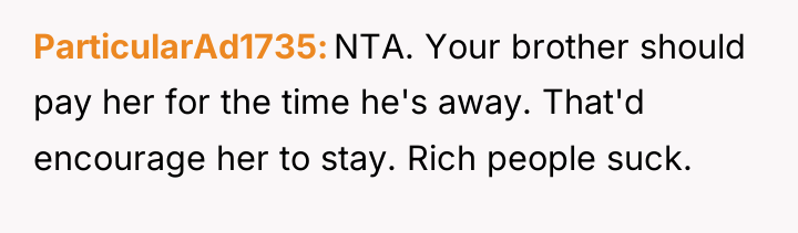 ParticularAd1735 NTA. Your brother should pay her for the time...
