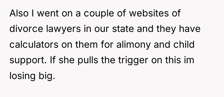 Also I went on a couple of websites of divorce...
