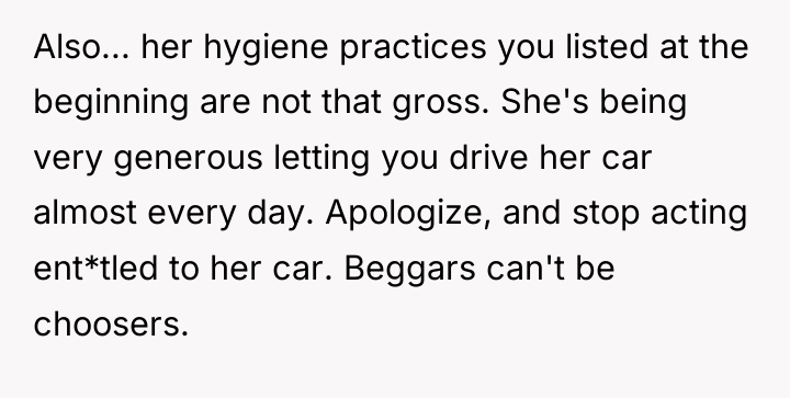 Also... her hygiene practices you listed at the beginning are...