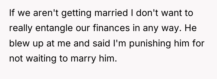 If we aren't getting married I don't want to really...