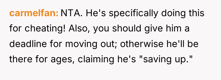 carmelfan NTA. He's specifically doing this for cheating! Also, you...