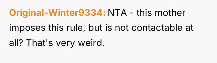 Original-Winter9334 NTA - this mother imposes this rule, but is...