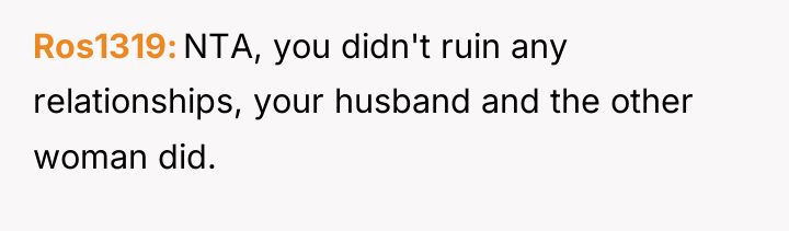 Ros1319 NTA, you didn't ruin any relationships, your husband and...