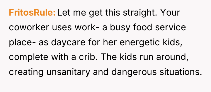 FritosRule Let me get this straight. Your coworker uses work-...