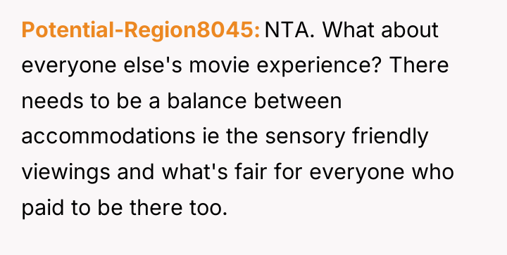Potential-Region8045 NTA. What about everyone else's movie experience? There needs...