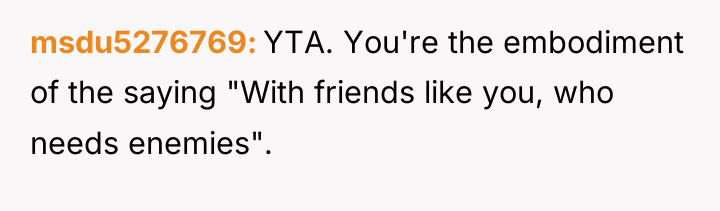 msdu5276769 YTA. You're the embodiment of the saying "With friends...