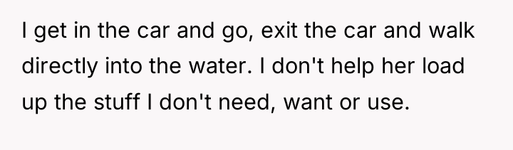 I get in the car and go, exit the car...