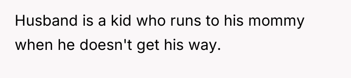 Husband is a kid who runs to his mommy when...