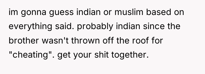 im gonna guess indian or muslim based on everything said....