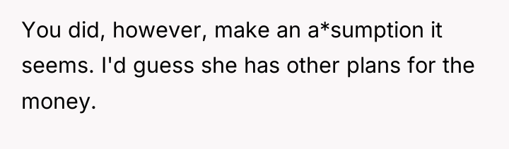 You did, however, make an a*sumption it seems. I'd guess...