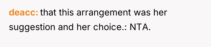 deacc that this arrangement was her suggestion and her choice.:...