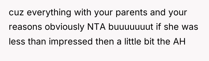 cuz everything with your parents and your reasons obviously NTA...