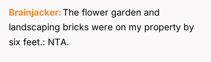 Brainjacker The flower garden and landscaping bricks were on my...