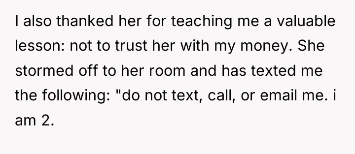 I also thanked her for teaching me a valuable lesson:...
