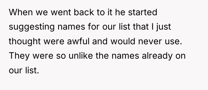 When we went back to it he started suggesting names...