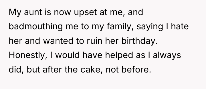 My aunt is now upset at me, and badmouthing me...