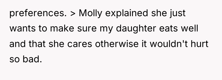 preferences. > Molly explained she just wants to make sure...
