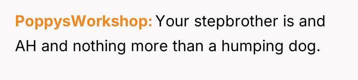 PoppysWorkshop Your stepbrother is and AH and nothing more than...