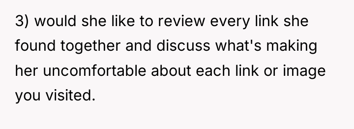3) would she like to review every link she found...