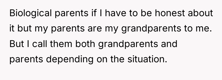 Biological parents if I have to be honest about it...
