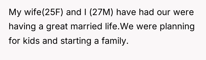 My wife(25F) and I (27M) have had our were having...