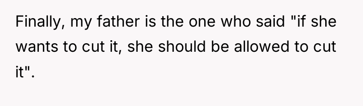 Finally, my father is the one who said "if she...