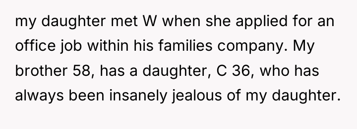 my daughter met W when she applied for an office...