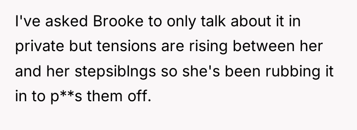 I've asked Brooke to only talk about it in private...