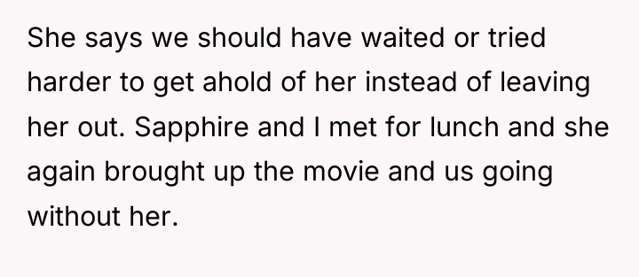 She says we should have waited or tried harder to...