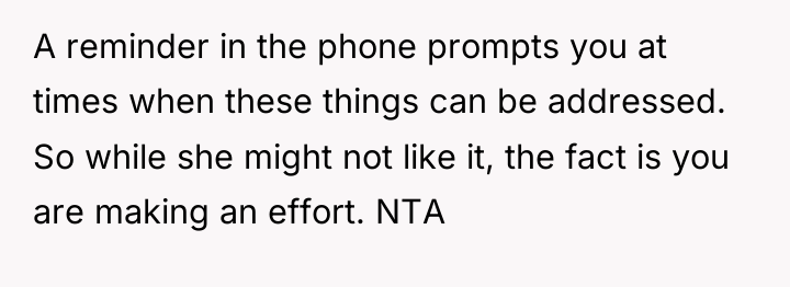 A reminder in the phone prompts you at times when...