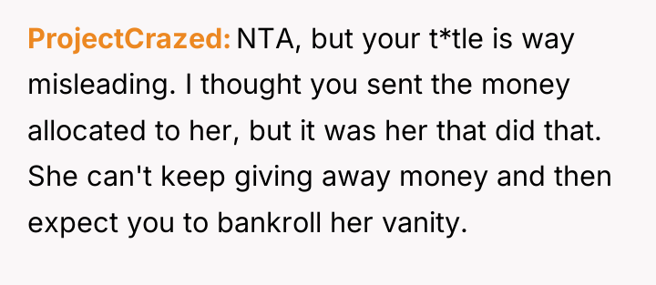 ProjectCrazed NTA, but your t*tle is way misleading. I thought...