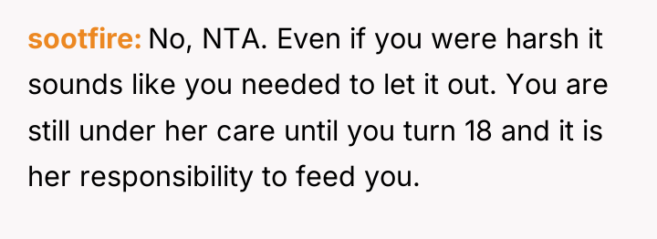 sootfire No, NTA. Even if you were harsh it sounds...