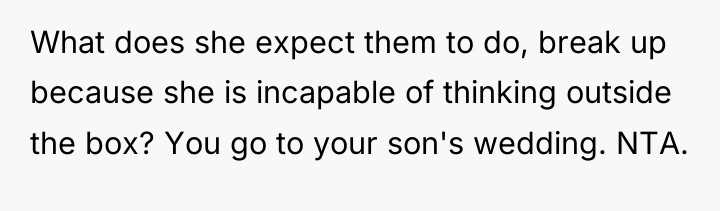 What does she expect them to do, break up because...