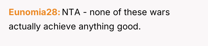 Eunomia28 NTA - none of these wars actually achieve anything...