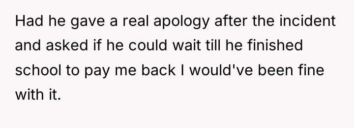 Had he gave a real apology after the incident and...