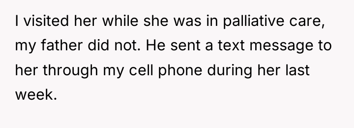 I visited her while she was in palliative care, my...