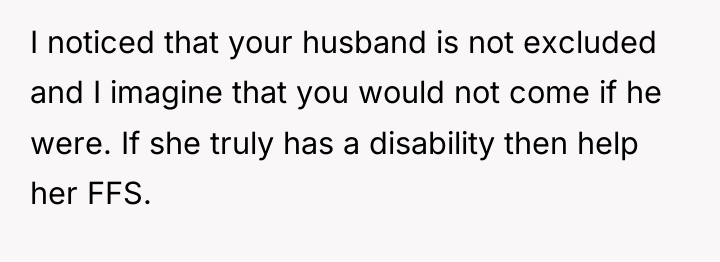 I noticed that your husband is not excluded and I...