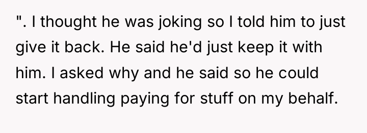 ". I thought he was joking so I told him...